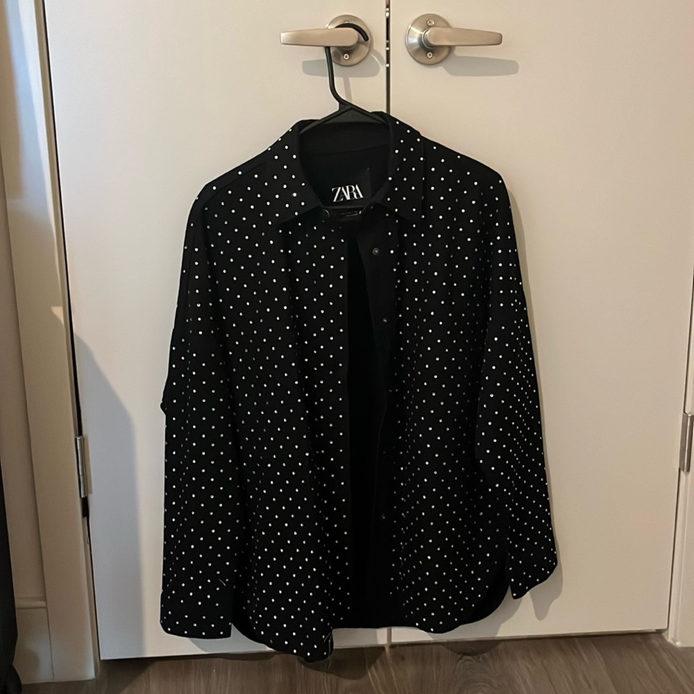 Zara Bedazzled Black Jean Jacket